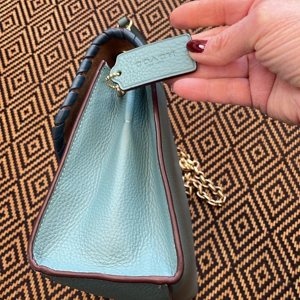 COACH CA238 Lane Shoulder Bag With Whipstitch In Marine Multi blue